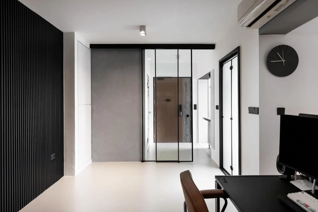 Microcement vs vinyl Singapore — seamless grey flooring in a modern Singapore home, Floor Xpert honest guide