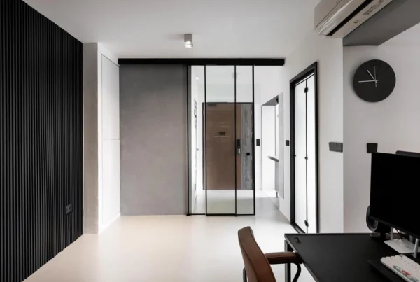 Microcement vs vinyl Singapore — seamless grey flooring in a modern Singapore home, Floor Xpert honest guide