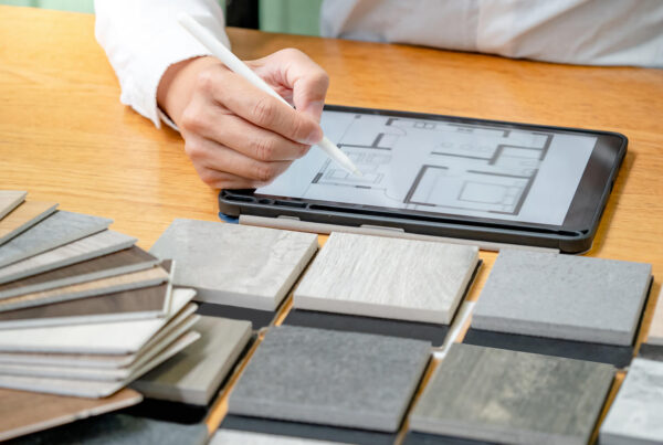 Flooring cost comparison samples alongside a home floor plan - Floor Xpert